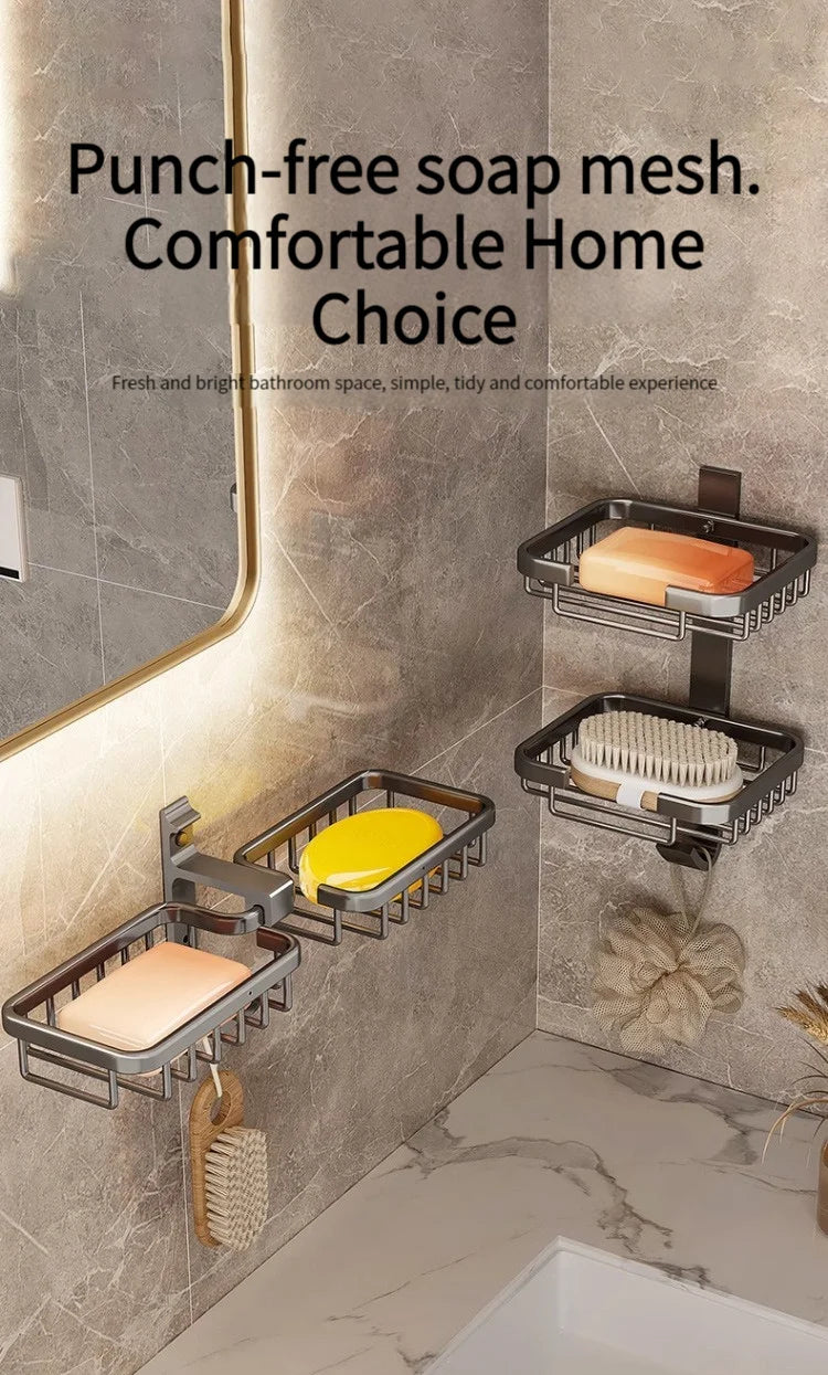 Aluminum Bathroom Drain Soap Storage Holder Soap Dish Storage Rack Bathroom Accessories