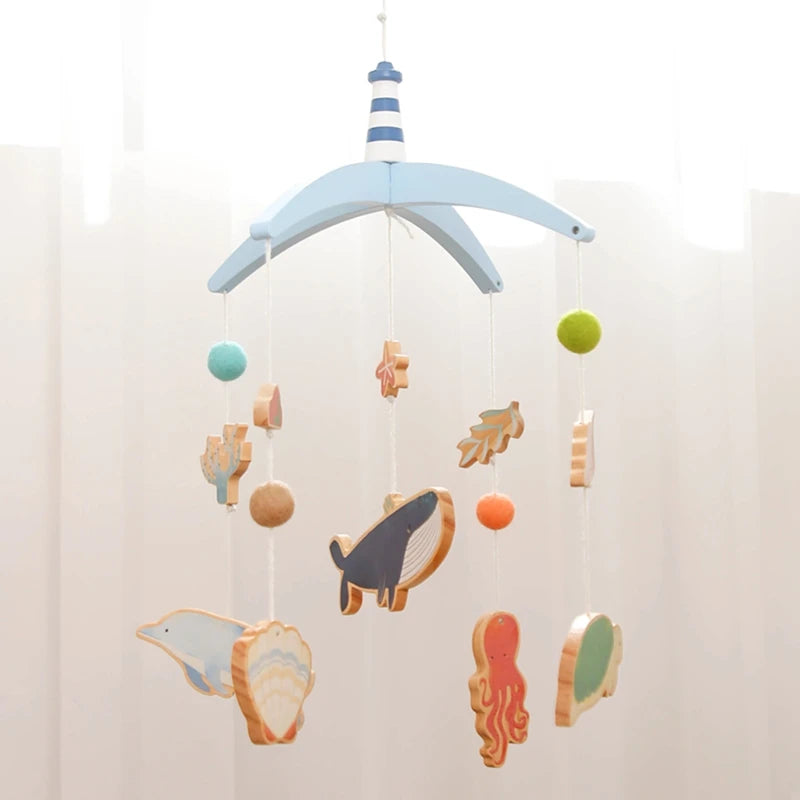 Newborn Baby Rattles Toys 0-12 Months Soft Felt Whale Bed Bell Infant Mobile Crib Hanging Musical Carousel Toy Boys Girls Gift