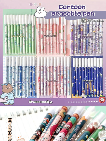 12PC 0.5mm Syringe Erasable Pen Korean Stationery Simple Kawaii Writing Pen Student Stationery Cultural and Educational Supplies