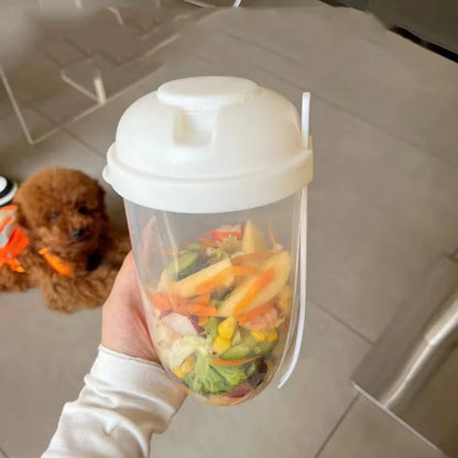 Portable Breakfast Cups Cereal Nut Yogurt Salad Cup Container Set with Fork Sauce Cup Bottle Food Storage Bento Box Lunch Box