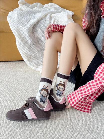 Labubu Mid Length Socks for Children Versatile Couples Trendy College Style Anime and Cartoon Department Labubu Cloth Long Socks