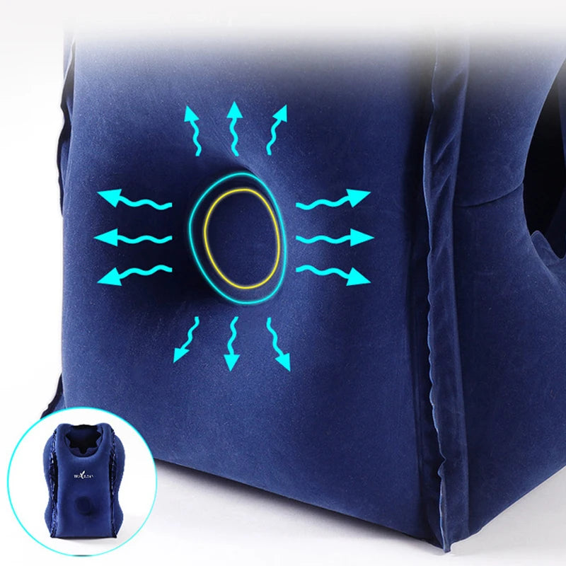 Inflatable Travel Pillow Travel Accessories For Long Haul Flights,Cars,Buses,Trains,Office Napping Sleeping Gray