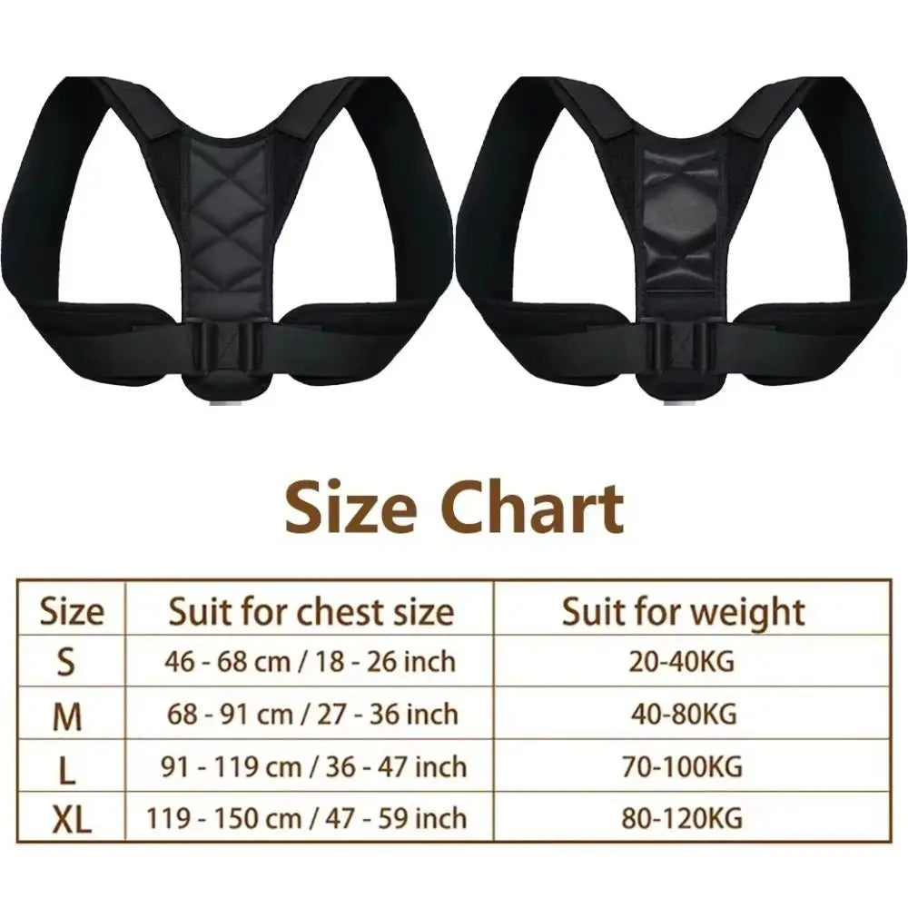 Polyester Back Straightener Adjustable Breathable Back Posture Corrector Black Support Back Brace Posture Corrector Fitness