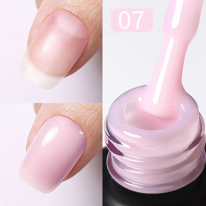 BORN PRETTY Milky Pink Rubber Base Gel Nail Polish Glitter 15ml Semi-Permanent Varnish Soak Off Self Leveling UV LED Gel