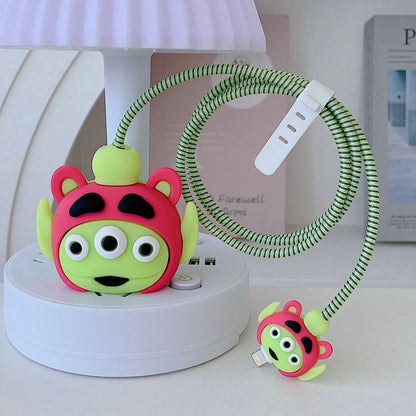 4Pcs Set Cable Protector for iPhone / iPad 18W/20W Charger Protector Case 3D Cartoon Cable Management Phone Wire Cord Organizers