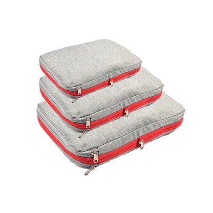 3PCS Set Travel Compression Packing Cubes Double Layer Portable Pouch Waterproof Nylon Storage Bags for Clothes Shoes Suitcases