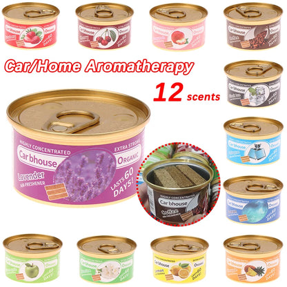 Car Air Freshener: 12 Kinds Scent | Organic Cans | Odor Eliminator Essential | Long-Lasting | Strong Fragrance | For Home/Toilet