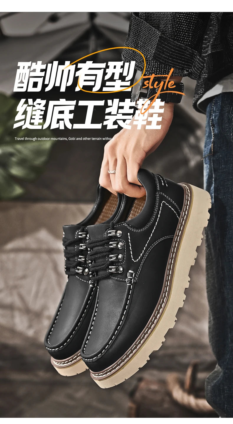 Outdoor Hiking Shoes Men Sneakers Summer Slip on Casual Men Shoes Breathable Suede Leather Shoe Anti-skid Walking Shoes Footwear