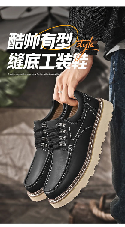 Outdoor Hiking Shoes Men Sneakers Summer Slip on Casual Men Shoes Breathable Suede Leather Shoe Anti-skid Walking Shoes Footwear