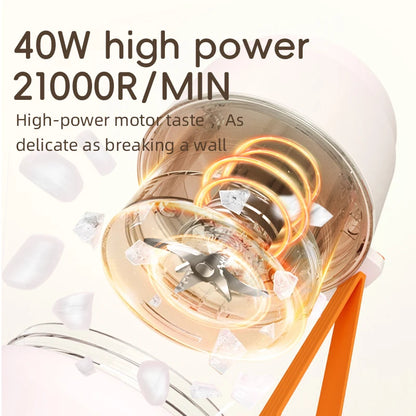 Portable Electric Juicer Blender With Straw 450ML Wreless Juicer Mini Juicing Cup USB Charging 12 Blades Gift Sport Lid