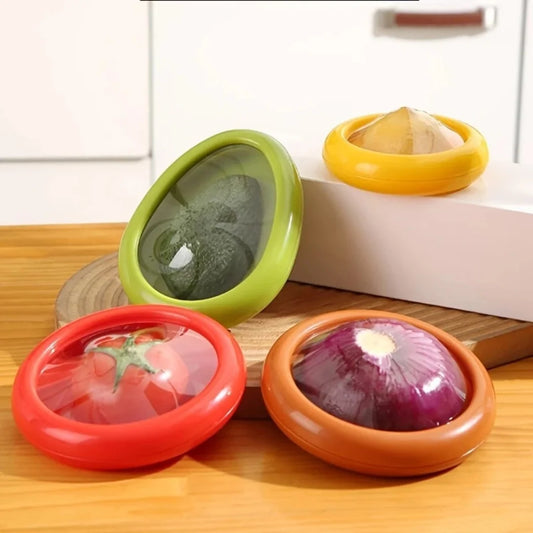 1pc/4pcs Reusable Food Freshness Preservation Pods with Stretchable TPU Lids - Food Storage Containers for Fruit & Vegetable - W