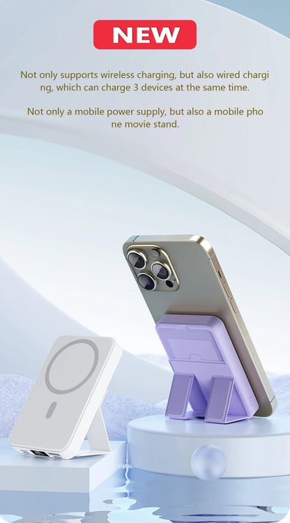 Powerbank 10000mAh Wireless PD15W / PD22.5W Bracket design Power bank Fast charge For Magsafe power bank For Power bank iphone