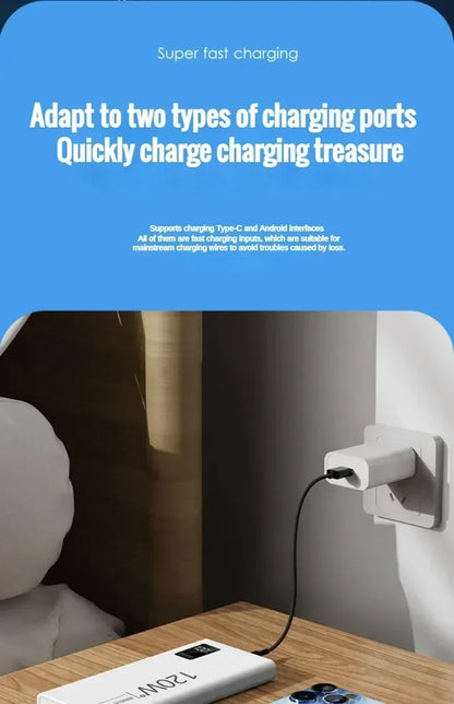 120W super fast charging 30000 mAh power bank with 100% sufficient capacity for mobile power supply for various mobile phones