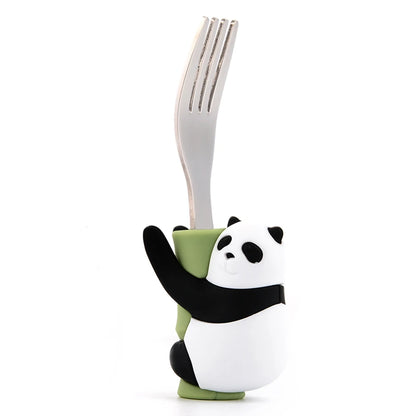 Lofca Baby Silicone Spoons Panda Silicone Fork Sloth Feeding Food Learn To Eat Children's Tableware BPA Free Food Feeding