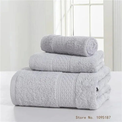 Towel Set 100%Cotton Terry Cloth Face+Bath+Hand Towels for Home Hotel Bath Room Adult Kids, 70*140cm Grey White Beach Towel