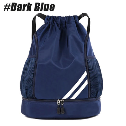 1PCS Sports Drawstring Backpack,Waterproof Drawstring Sports Bag Soccer Bag Swim Gym Bag for Men Women with Ball Shoes Compartme