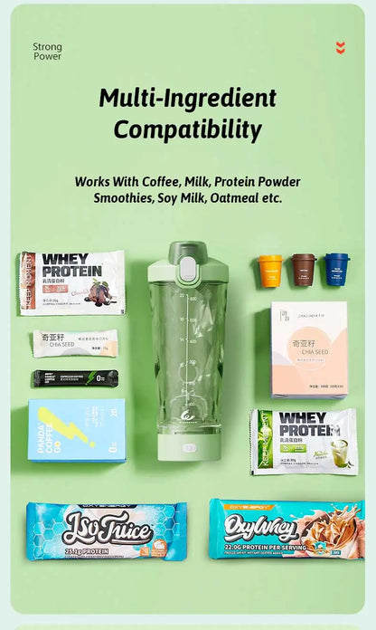 Portable Mixing Cup 600ml Protein Shaker Bottle Fully Automatic Blender Kettle USB Rechargeable Multipurpose for Gym Outdoor