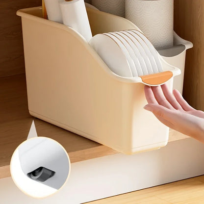 Curved Plastic Storage Bins Set - Multipurpose Home Organization Boxes for Cleaning Supplies & Household Essentials