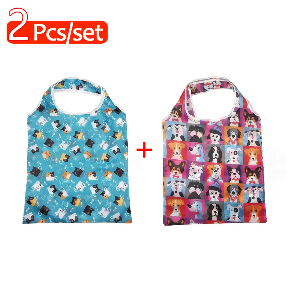 Reusable Shopping Bag Nylon Foldable Grocery Bag Creative Eco-Friendly Tote Bag Lightweight and Durable