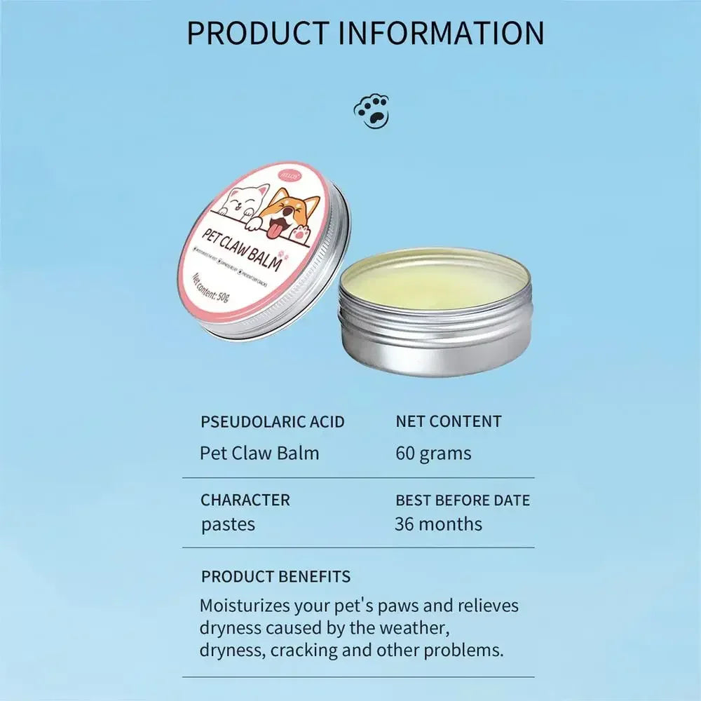 Paw Balm for Cats 50g Cat Dog Paw Protective Cream Pet Nose Protector Moisturizer Pet Crack Feet Repair Accessories for Cats