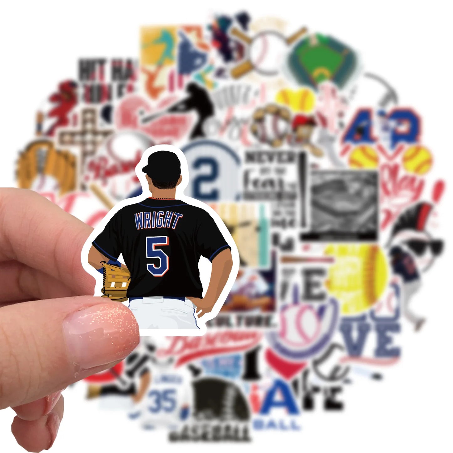 Baseball Stickers 52PCS Sports Baseball Stickers for Water Bottles,Baseball Sticker,Baseball Helmet Stickers