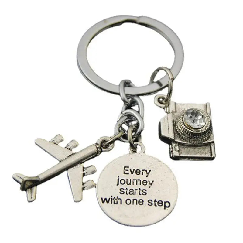 'To travel is to live' Trip Keychain Enamel Airplane Earth 'No Matter Where' Key Chain Trend Pendant Handmade Key Ring Jewelry ﻿