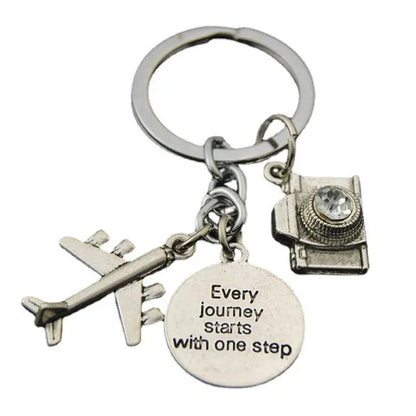 'To travel is to live' Trip Keychain Enamel Airplane Earth 'No Matter Where' Key Chain Trend Pendant Handmade Key Ring Jewelry ﻿