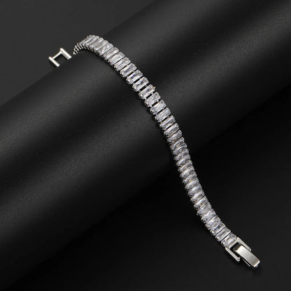 Sparkling Cubic Zircon Tennis Bracelets for Women Luxury Dainty Stackable Silver Color Chain Crystal CZ Banquet Wedding Jewelry