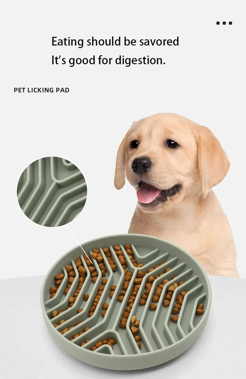 Non-slip Silicone Pet Slow Food Bowl Anti-choking Anti Knockover Cat Slow Feeder Mat with Suction Cup Dog Accessories