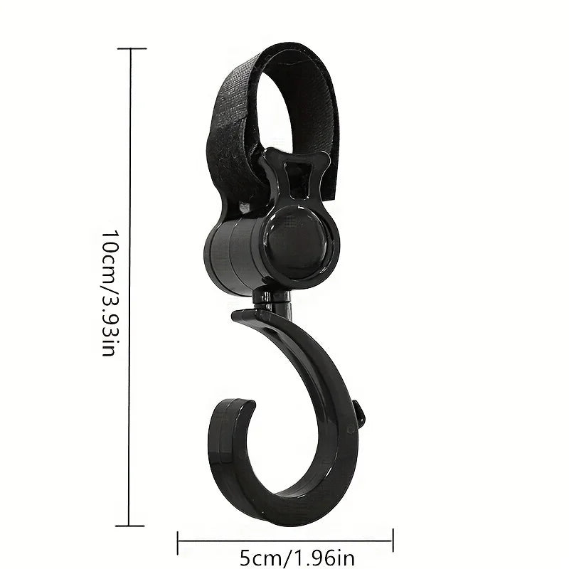 Rotating Stroller Hooks Durable ABS Black  Multi Purpose Shopping Bag Clips for Diaper Essentials Organization Gear Organization