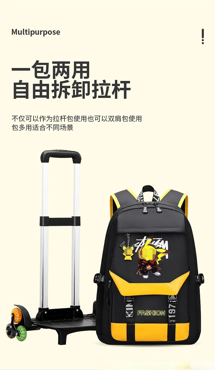 TAKARATOMY Backpack Trolley School Bag Pikachu School Bag Stationery Storage Backpack Multifunctional Travel Bag School Season