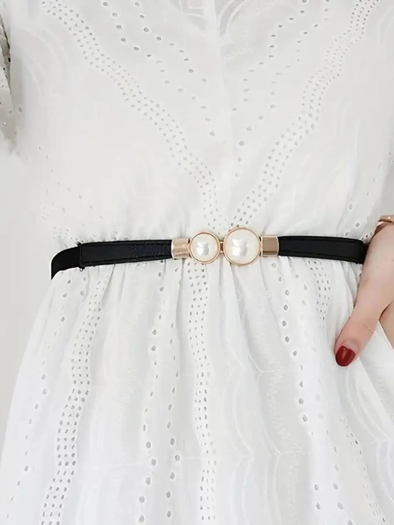 Belt women's versatile elastic thin belt women's decorative matching skirt fashionable simple and versatile buckle thin belt