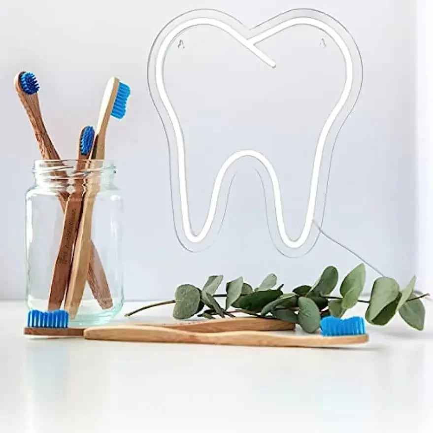 Tooth Neon Sign Teeth Sign LED Neon Light Sign Dental Office Decor Wall Hangings Large Led Neon Lights Dentistry Wall Decoration
