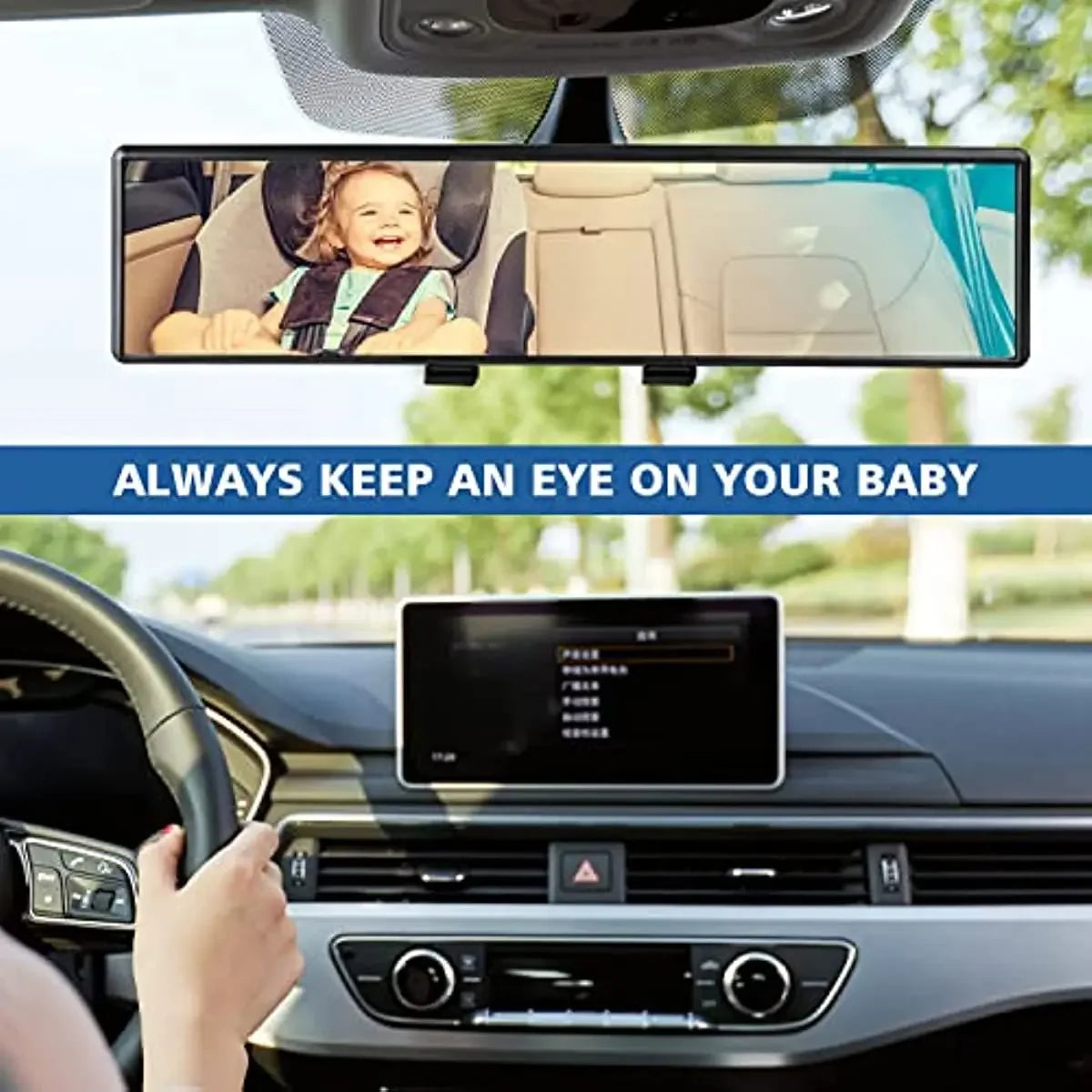 Car rearview mirror, reversing mirror, large field of view, wide-angle mirror, interior auxiliary white mirror for cars