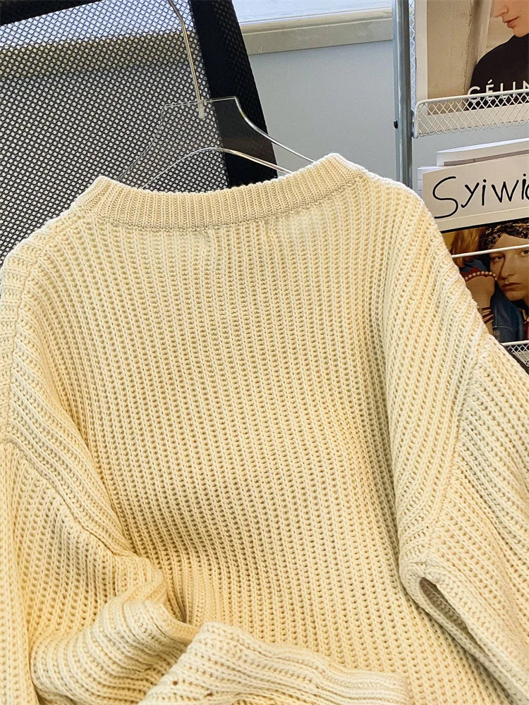 Syiwidii Oversized Sweaters for Women Knit Pullover Spring Autumn Winter Long Sleeve Causal Fashion Elegant Ladies Loose Jumpers