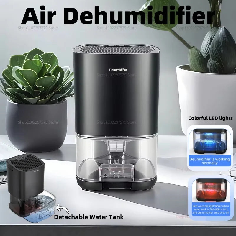 Smart Air Purifier Dehumidifier Mini Quiet Dryer for Home Office Kitchen Room Deodorizer EUUS PlugPortable Small Humidifier
