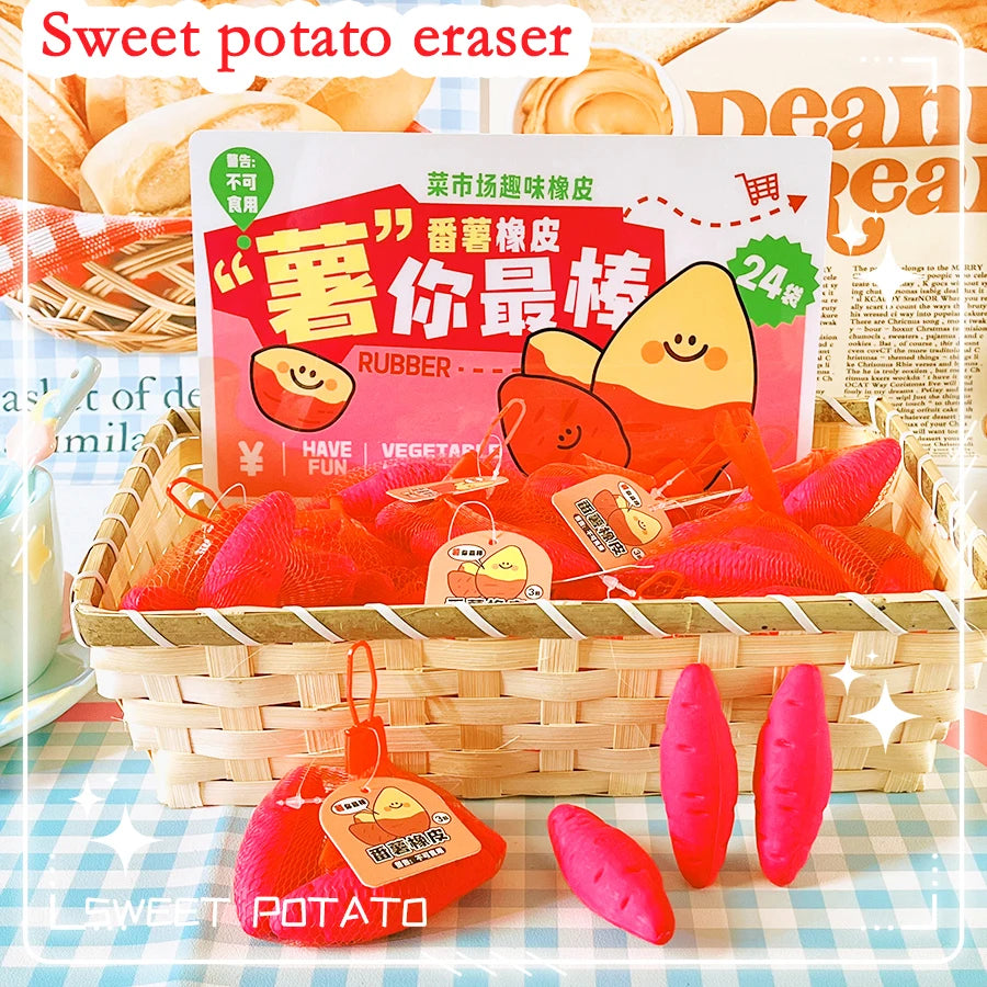 school teacher gift back to school supplies Aesthetic cute stationery Kawaii object funny erasers Sweet potato rubber