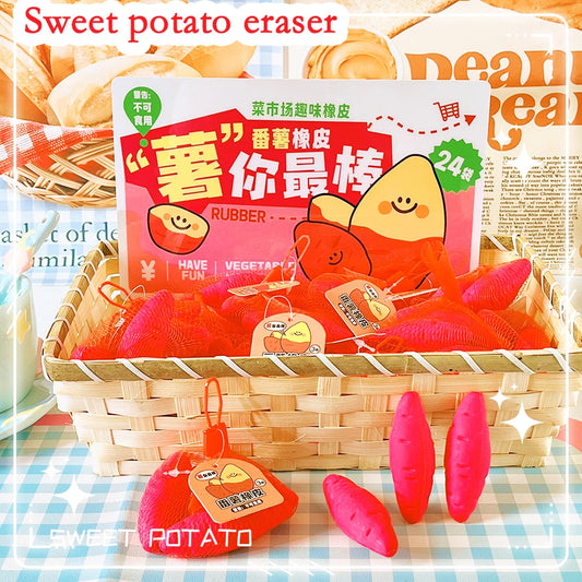 school teacher gift back to school supplies Aesthetic cute stationery Kawaii object funny erasers Sweet potato rubber