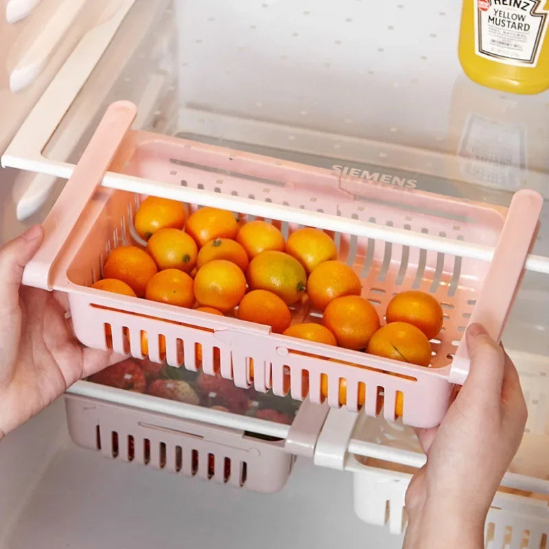 Fridge Organizer Drawer-Storage Rack Refrigerator-Storage Basket Flexible Expandable Storage Fresh Box Freezer Box Organize
