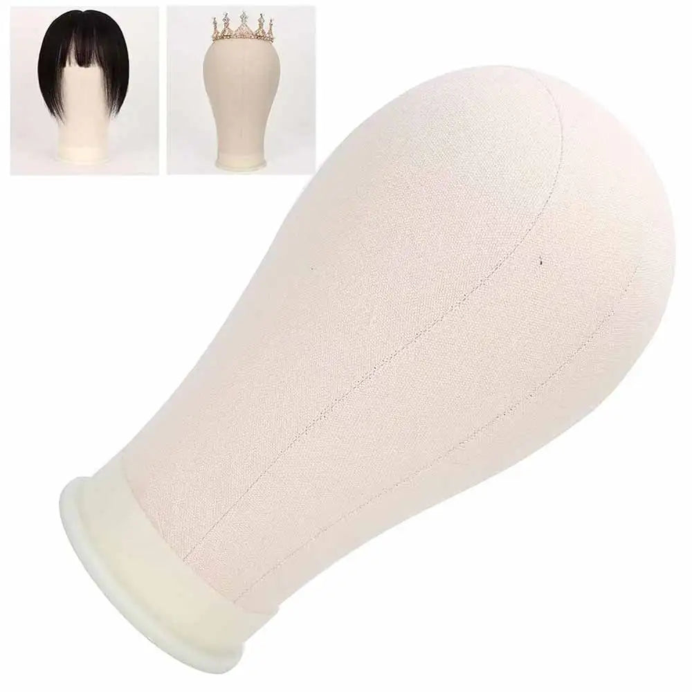 Canvas Block Head Mannequin Wig Head, Wig Stand Tripod with Head, Mannequin Head Wig Display Styling Head, Manikin Block Head
