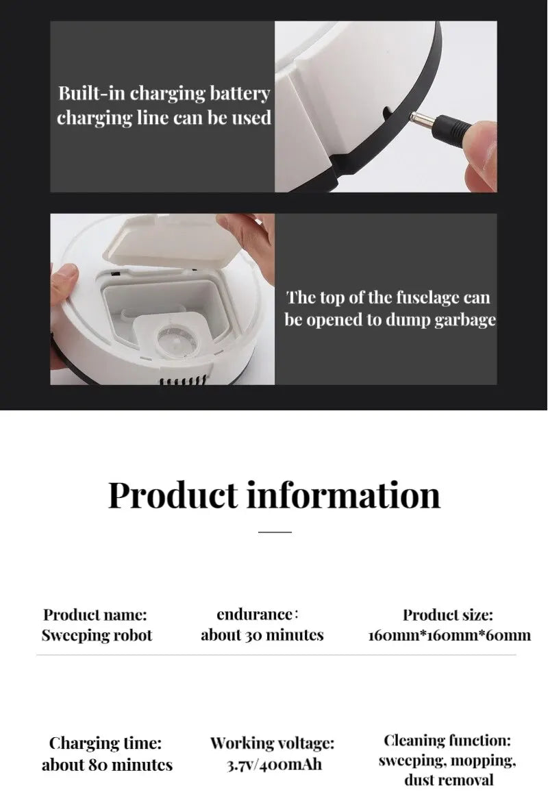 Intelligent Sweeping Robot Household Mini Vacuum Cleaner Dust Sweeping Mopping Three In One