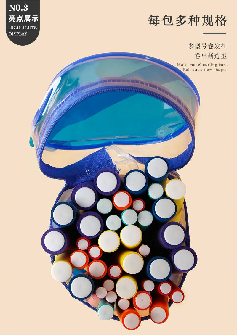 42pcs Flexible Hair Curling Rod Hair Curler Makers Soft Foam Bendy Twist Curls Flexi Rollers Styling Tools Hair Roller No Heat