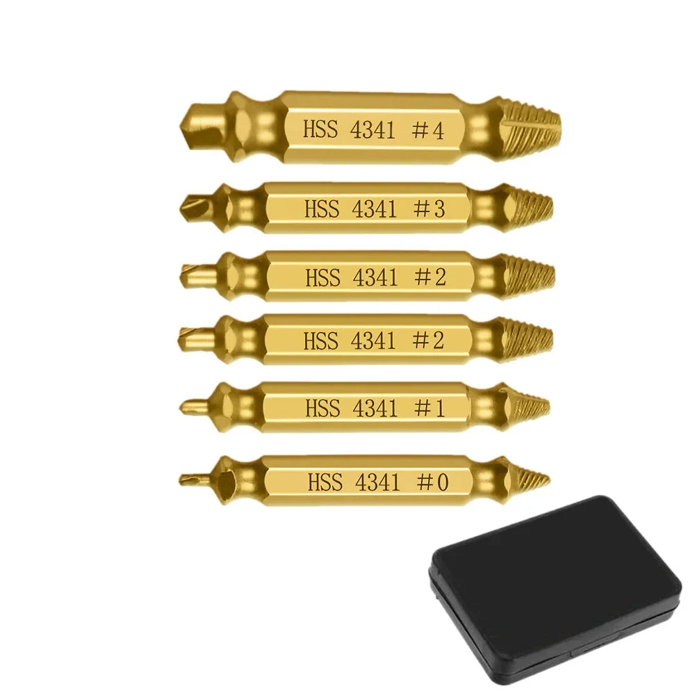 Damaged Screw Extractor Broken Bolt Stripped Set Double Head Tool Easy Out Removal Disassemble Stud Slip Teeth Demolish Remover