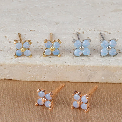 Stainless Steel Dainty Flower Stud Earring for Women Piercing Cartilage Ear Ring Colorful Zircon Women's Aesthetic Jewelry Gift