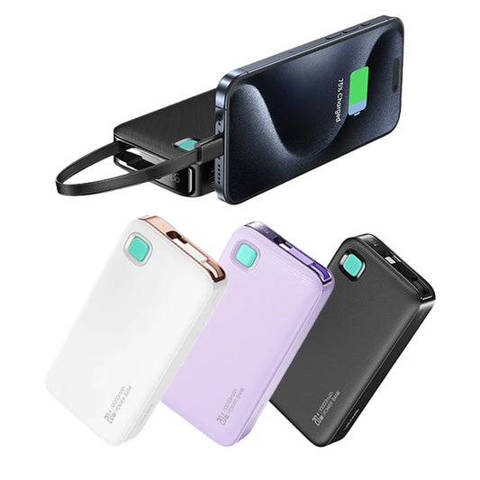 Hot Sale Bank Power With Cable Portable Power Bank PD 20W Fast Charger With Type C Cable Three Charger Port Bank Power