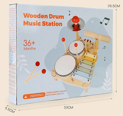 Wooden Music Toys For Babies Children's Multifunctional Music Knocking Table Early Education Kids Drum Set Music Toy Baby Gift