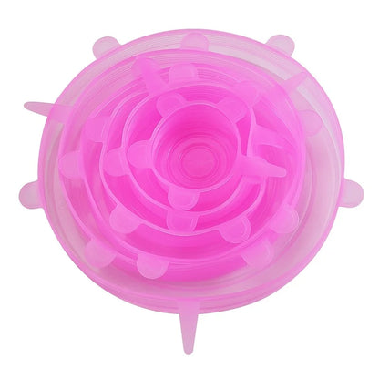 6Pcs Silicone Stretch Lids, Food Bowl Covers, Reusable Food Saving Covers, Retractable Multifunctional Fresh-keeping Lid