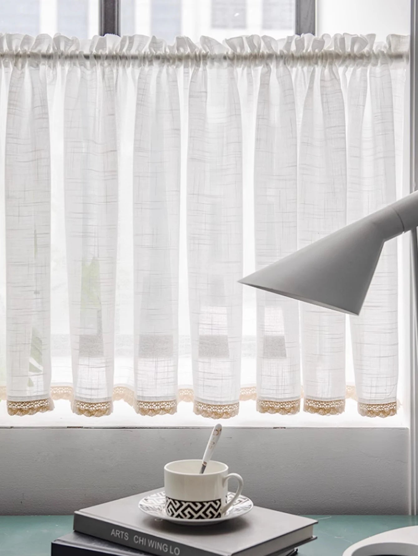 1pc Kitchen curtain no punch oil curtain half shade shade small short curtain door curtain half curtain 2024 new cloth style