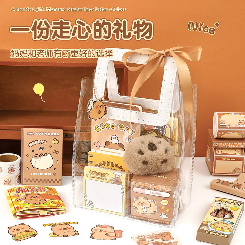 1 Set Capybara Stationery Set Student Graduation Gift Handbook Gift Bag Primary School Student Birthday Prizes