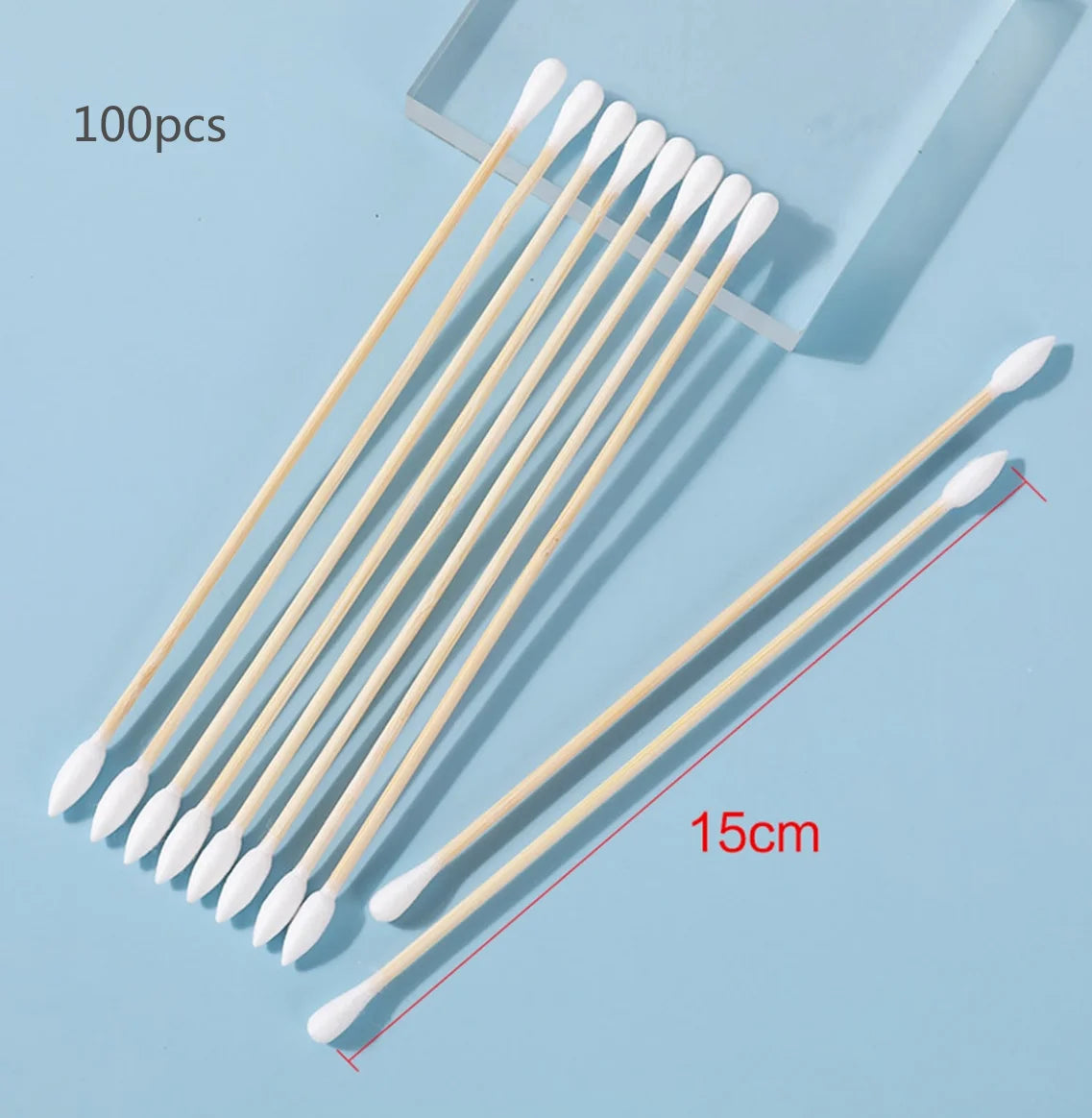 100/300PCS 6 Inch Precision Tips Cotton Swabs - Long Wooden Stick Cotton Buds Pointed Cotton Swabs With Case - Cotton